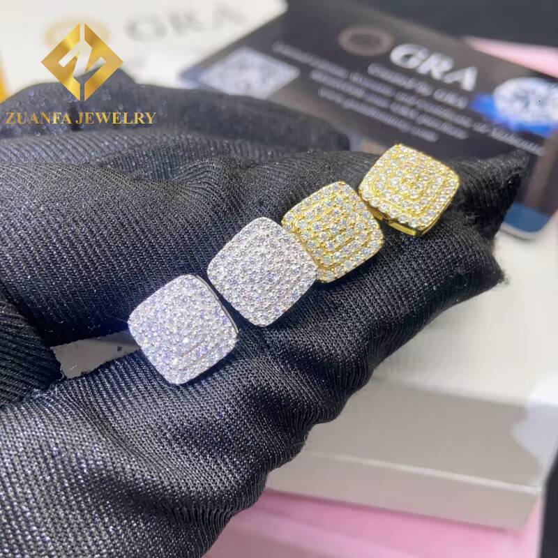 Past Diamond Test Moissanite 10MM Stud Earring MenWomen 925 Sterling Silver VVS Moissanite Iced Out Stud Earring GRA in Stock