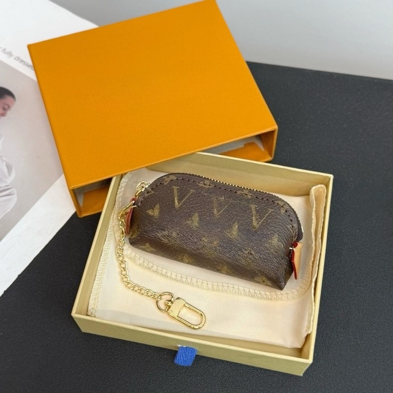 Top Quality Keychain Wallet Key Chain Hang Bag Charm Keyring Keychains Hang Leather Designers Women Men Coin Purse Alloy Pendant Key Ring with Box