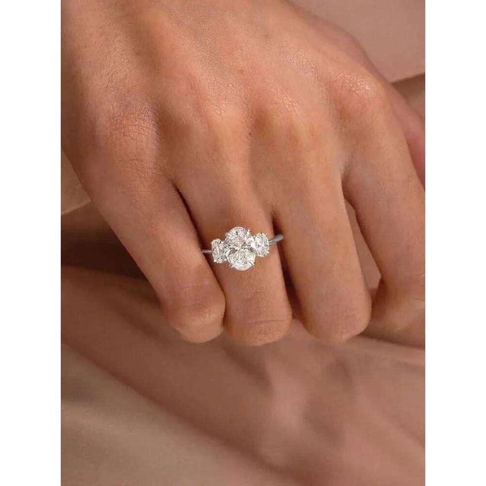 925 Sterling Silver Classic Sparkling Triple Oval Zircon Ring For Women Daily Outfits Luxury High Quality Fine Jewelry XJ260130