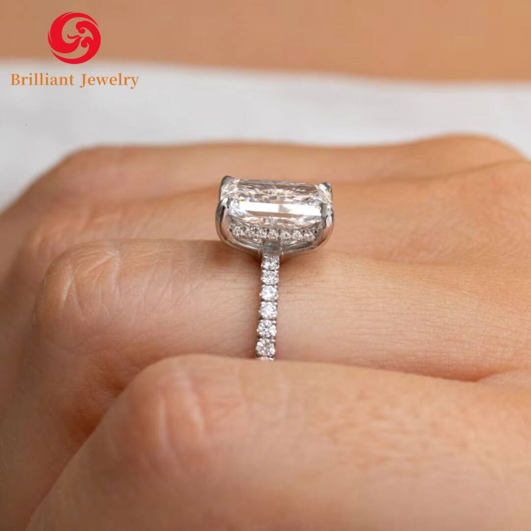 10k 14k 18k Gold Radiant Cut Pave Yellow Gold Engagement Rings 1CT 3CT 5CT GIA IGI Vvs Cvd Lab Grown Created Diamond Ring