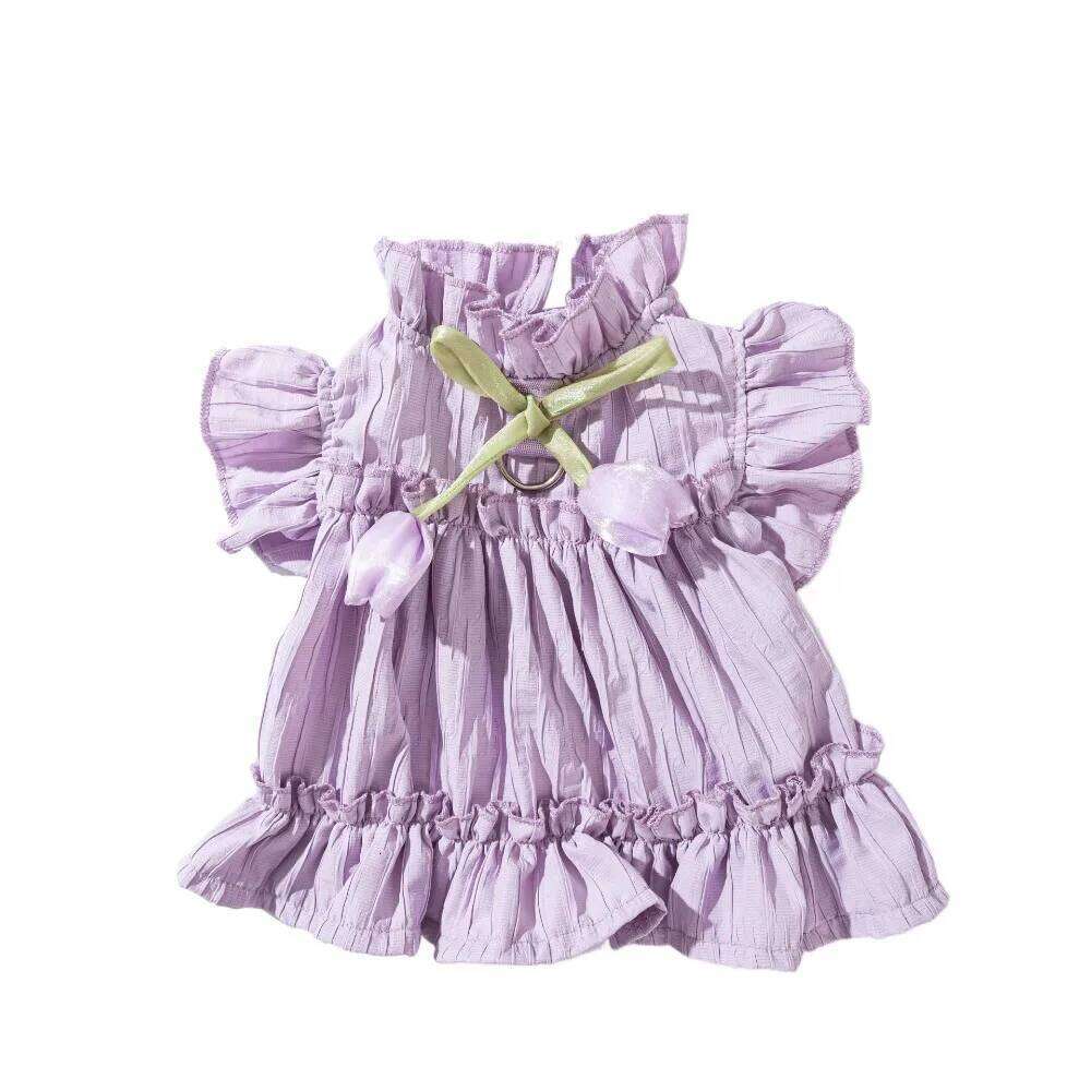 Sweet Skirts Soft Princess Breathable Reusable Dog Tulip Pleated Dress Washable Bowknot Lace Puppy Clothes Summer H260129