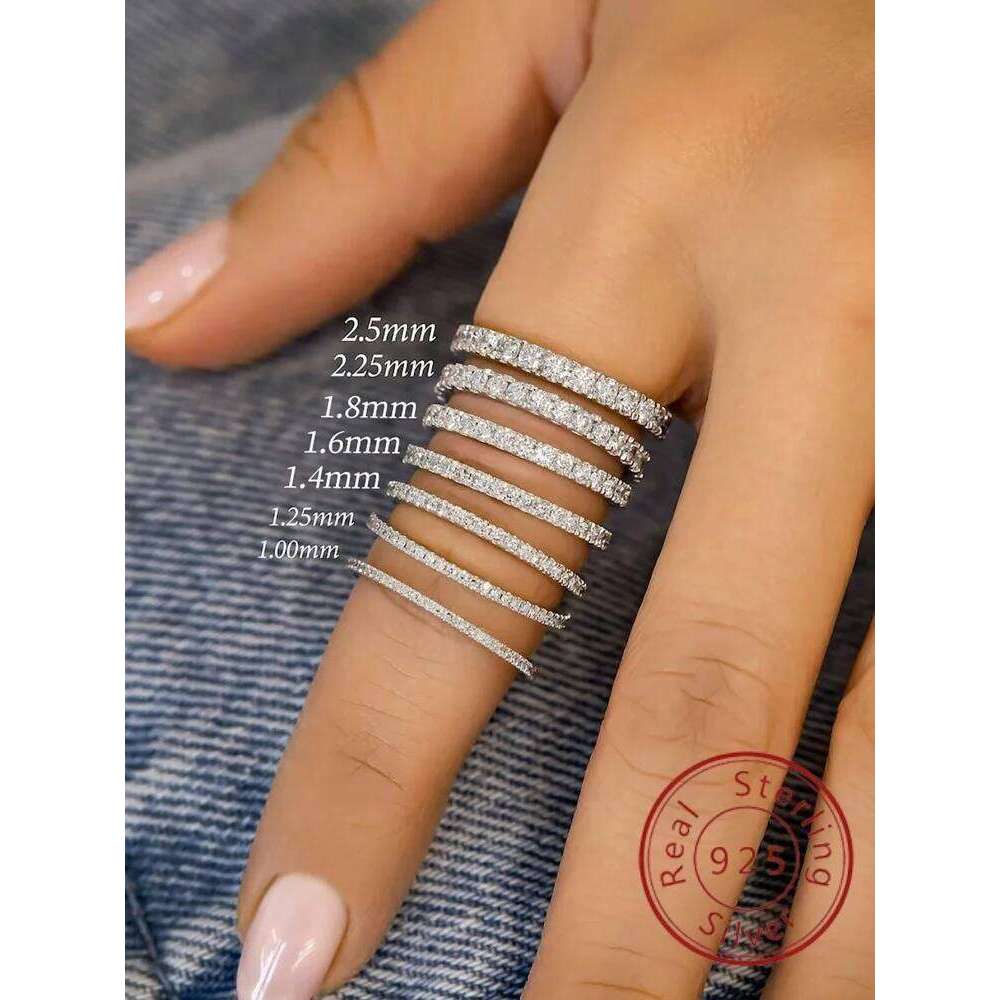 925 Sterling Silver 1.4MM 1.6MM 1.8MM Full Zircon Fashionable Ring For Women Engagement Wedding Luxury High Quality Fine Jewelry XJ260130