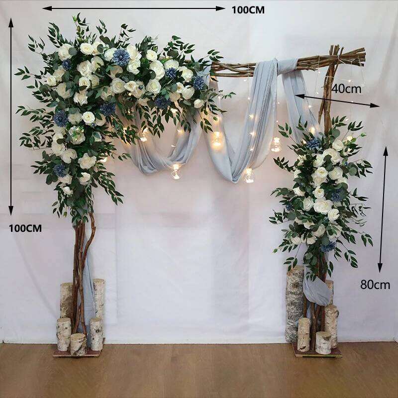 Simulation Blue Wedding Arch Decorative Floral Artificial Rose Peony Flower Row DIY Outdoor Screen Welcome Decor Hanging Flowers W260130