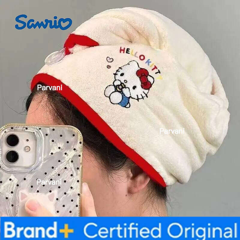 Sanrio HelloKitty Hat Super Absorbent Soft Bathroom Women Head Towels Girls Cute Towel Hair Dry Wrap Bonnets H260130