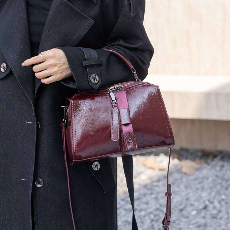 Burminsa Cowhide Genuine Leather Pillow Tote Handbags For Women 2025 Trend Designer Wide Strap Ladies Shoulder Crossbody Bags