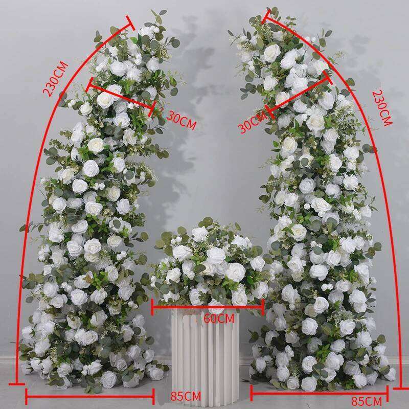 230CM Artificial Green Plants Rose Horn Arrangement Outdoor Wedding Apple Leaves Silk Flower Arch Decoration Y260130