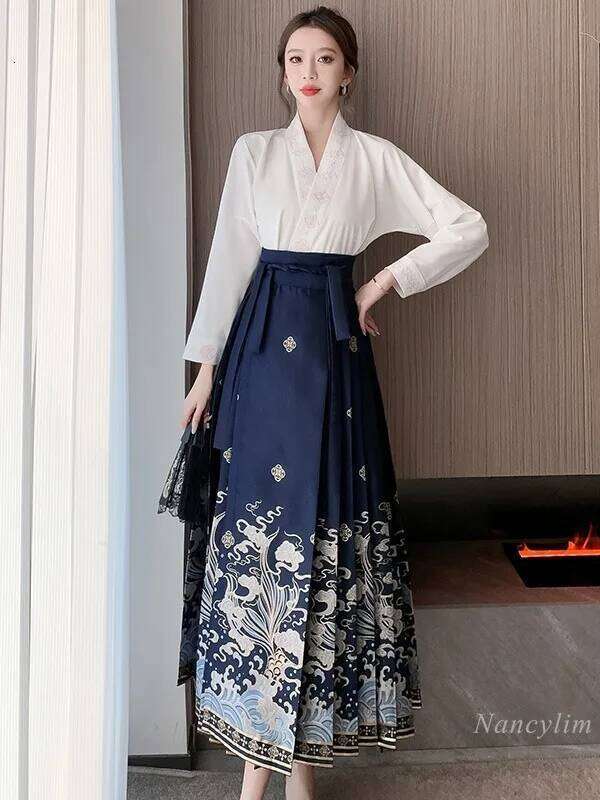 Chinese Style Horse-Face Skirt Women's Clothing Spring New Fashion Daily Hanfu Street Outfits
