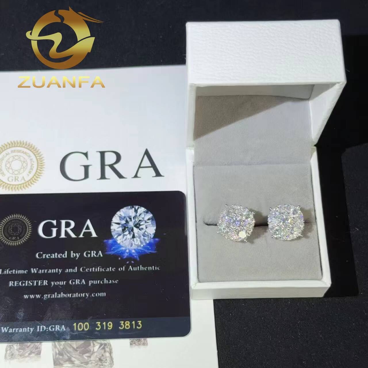 Wholesale Price 12mm Cluster Round Cut Moissanite Earrings Screw Back 925 Silver Hip Hop Earrings Cluster Earrings Men