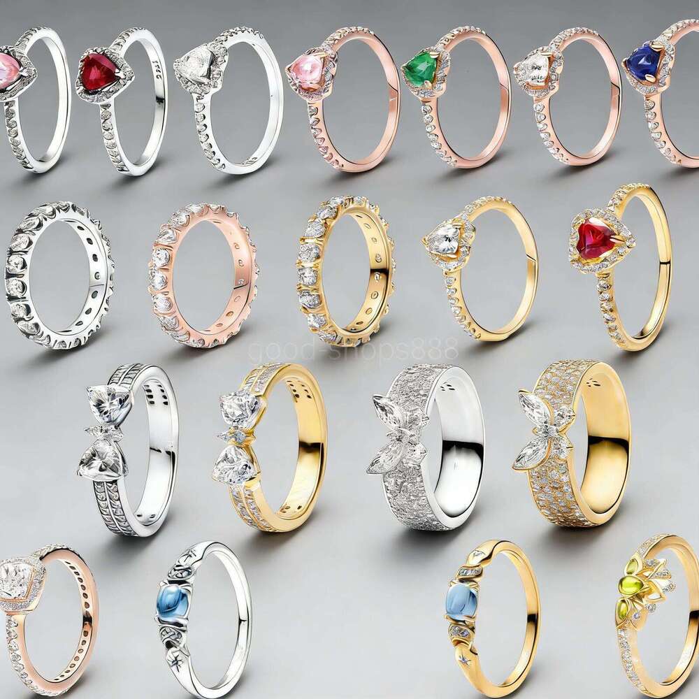 rings designer for women heart bow 925 silver full rose gold square diamond ring Valentine's Day Women's Birthday Gift