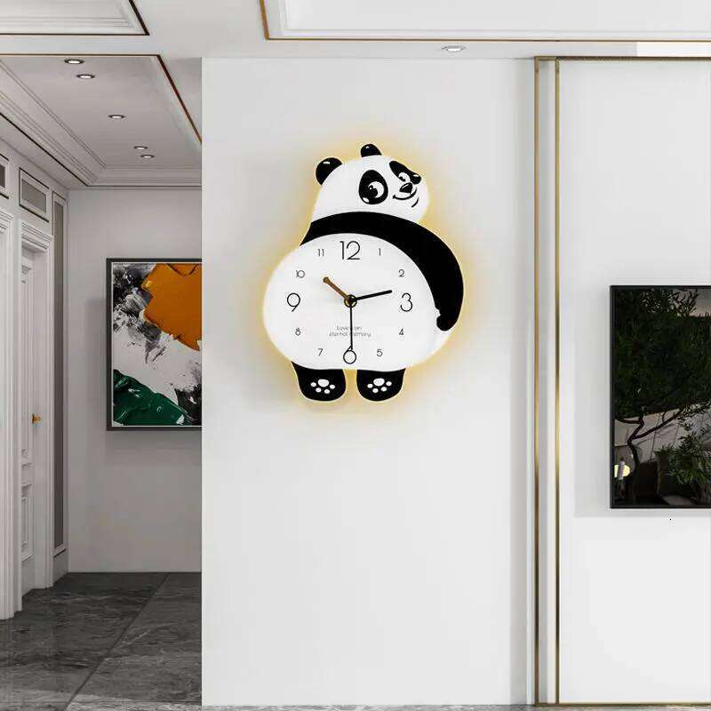 Home Decor Wall Clocks 2025 new creative panda living room mute simple modern wall hanging decorative clock watch W260130
