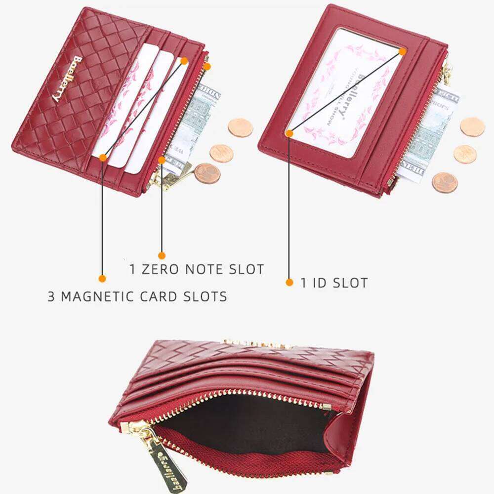 Baellerry Mini Women Wallets Slim Zipper Weave PU Leather Top Quality Fashion Female Purse Card Holder Wallet Z260130