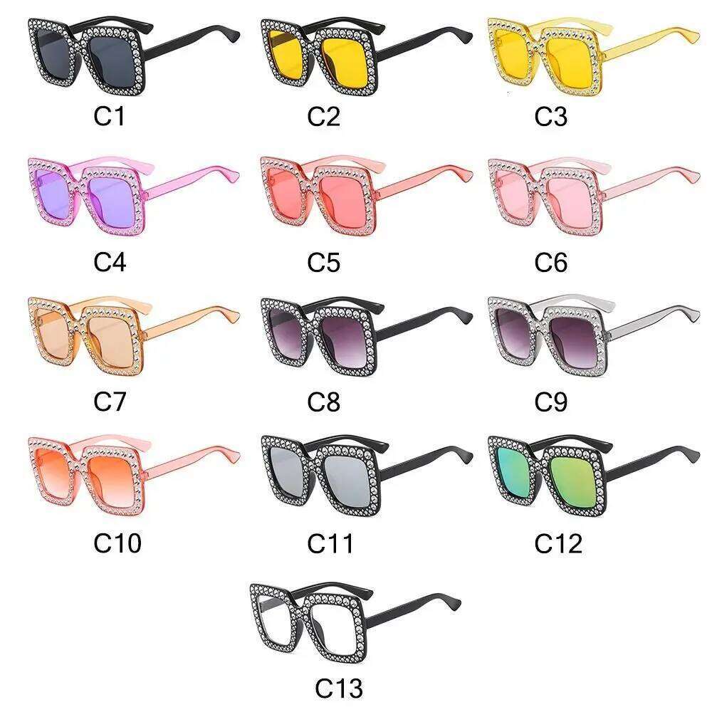 Bling Crystal Sunglasses for Kids Fashion Rhinestone Square Sun Glasses Children Trendy Retro Sparkling Shades UV400 Eyewear H260130