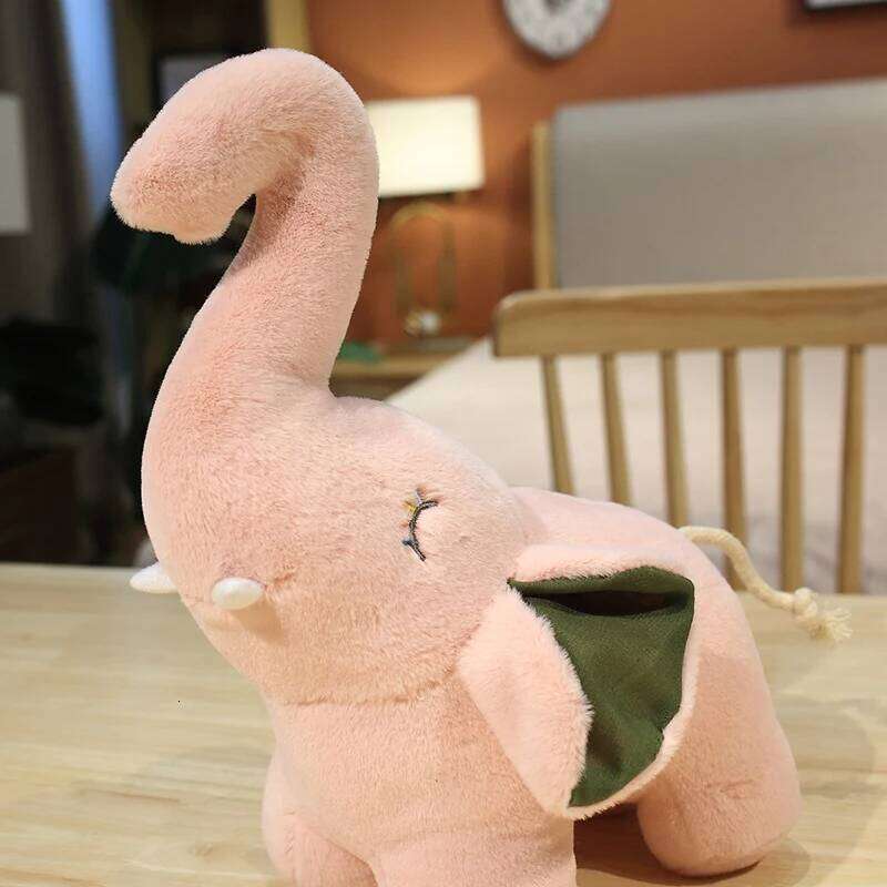 28cm/11.02in Plush Toy Doll Pink and Gray Happy Elephant for Kids&Girlfriend Holiday Birthday Xmas Gifts Home Decor Y260128