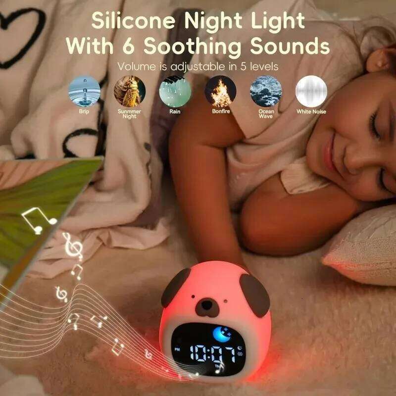 Cartoon animal pat-pat stress relief color-changing night auxiliary sleep soothing sleepy LED alarm clock light W260130
