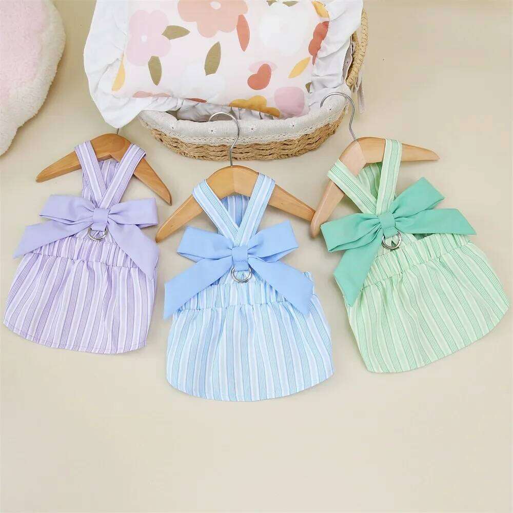 Summer Puppy Striped Suspender Skirt Cute Dress Pet Costume Chihuahua Bichon Yorkie Clothing Dog Vest H260129