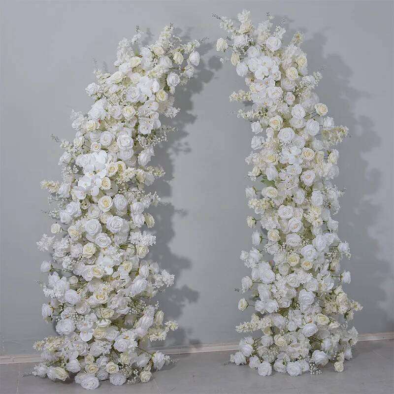 White Rose Orchid Hyacinth Floral Arrangement Decor Horn Arch Wedding Backdrop Floor Flower Row Event Stage Banquet Party Props Y260130