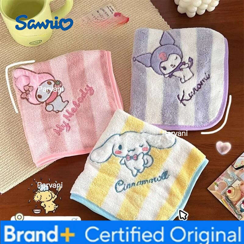 Sanrio Hand Towel Kuromi My Melody Cinnamoroll Anime Figures Cartoon Strong Water Absorption Towels Kawaii Children Gifts H260130