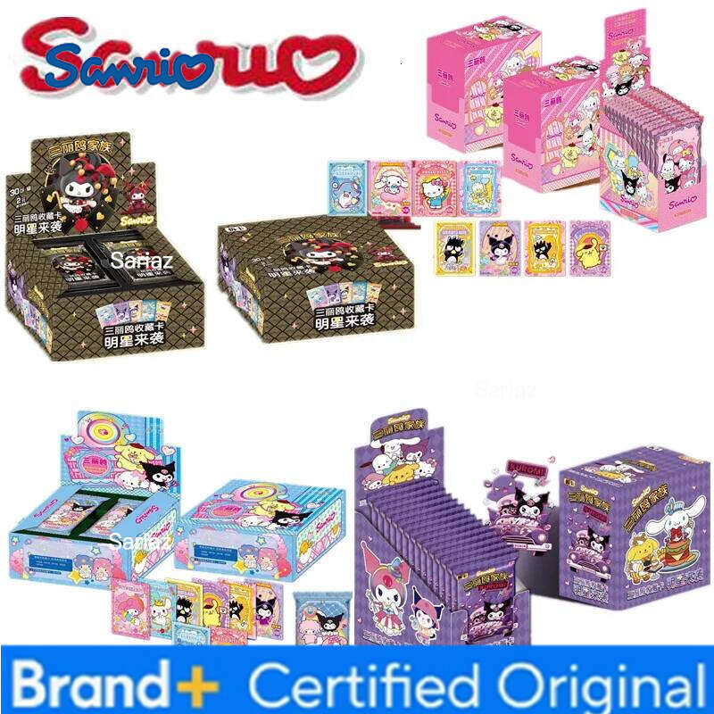 Sanrio Genuinely Family Christmas Party Collection HelloKitty Cards Pink Cute Card Aurora Series Trading Toys Gifts H260130