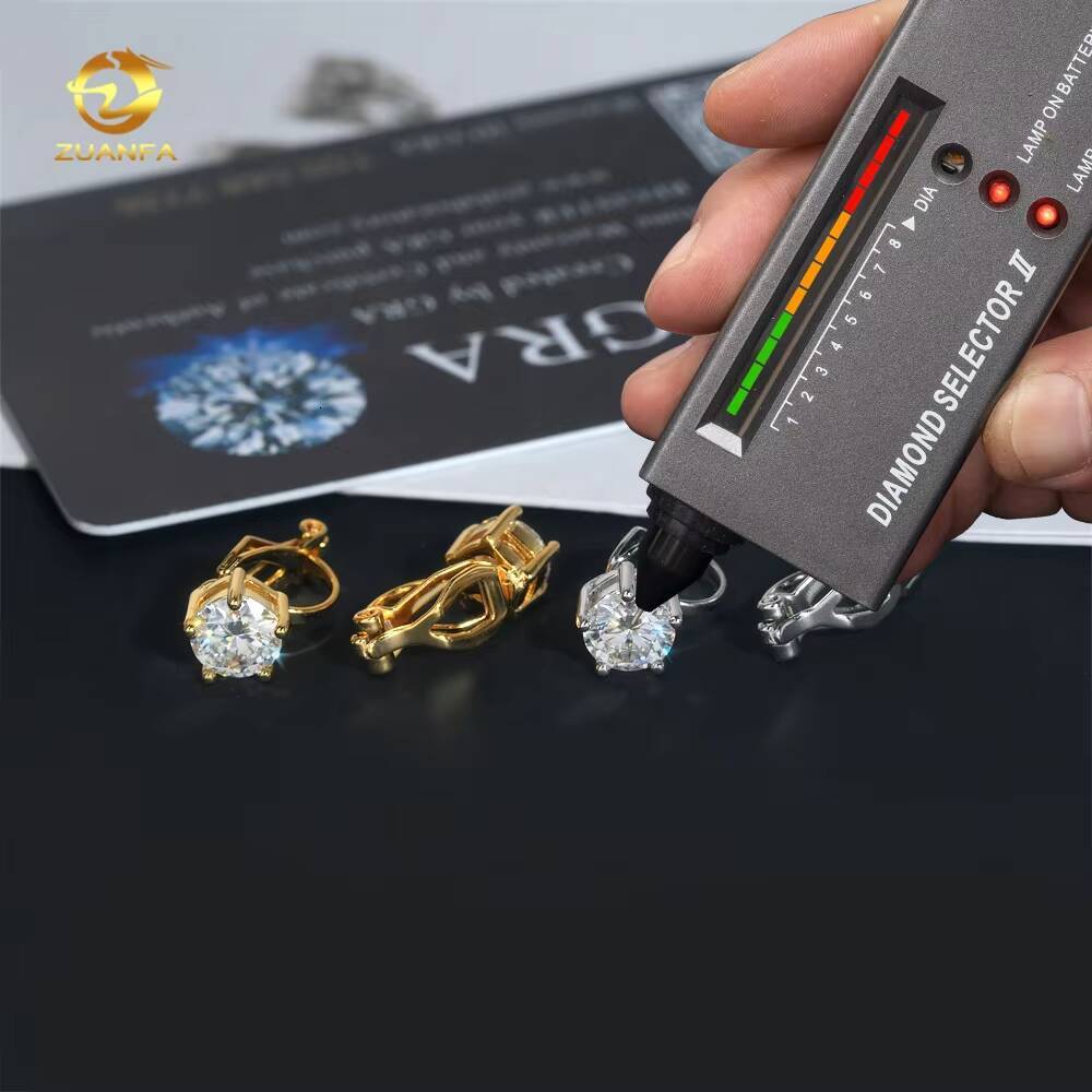 Fashion New Style 925 Sterling Silver 1ct Diamond Dangle Clip on Hip Hop Moissanite Drop Earrings for Men
