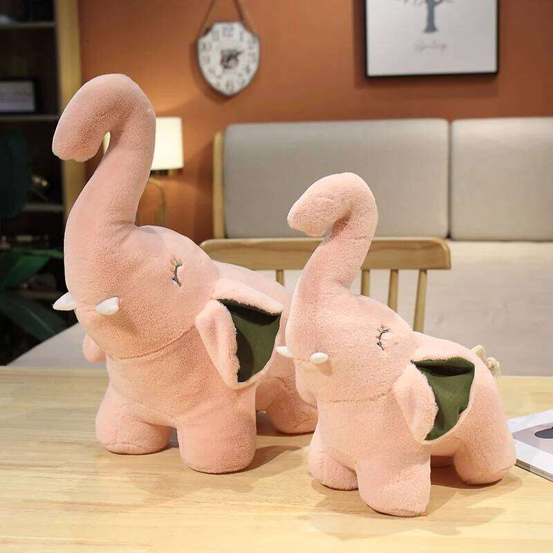 28cm/11.02in Plush Toy Doll Pink and Gray Happy Elephant for Kids&Girlfriend Holiday Birthday Xmas Gifts Home Decor Y260128
