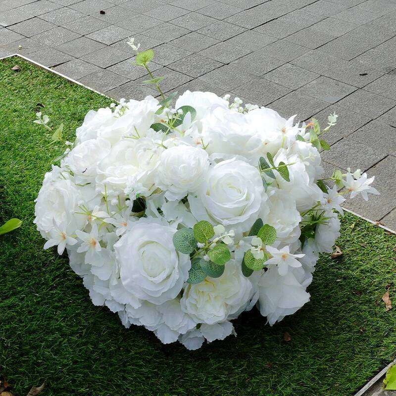 30/40cm White Baby Breath Rose green leaf Artificial Flower Ball Wedding Table Centerpiece Deco Floral Event Party Prop Y260130