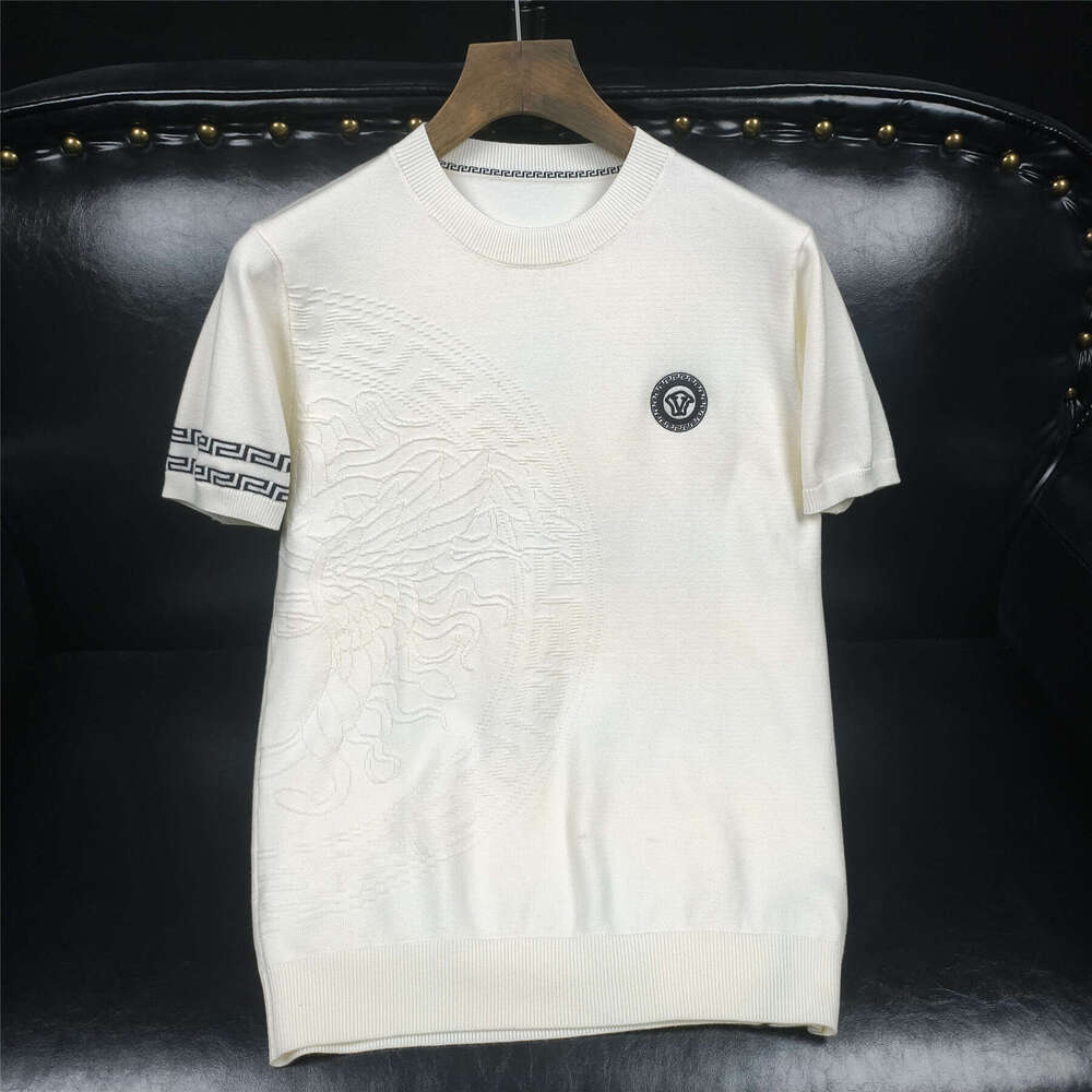 New Arrivals Four Autumn Winter New Knitted Short Sleeve Base Fashion Slim Fit Youth Round Neck Wool Shirt Men's T-Shirt