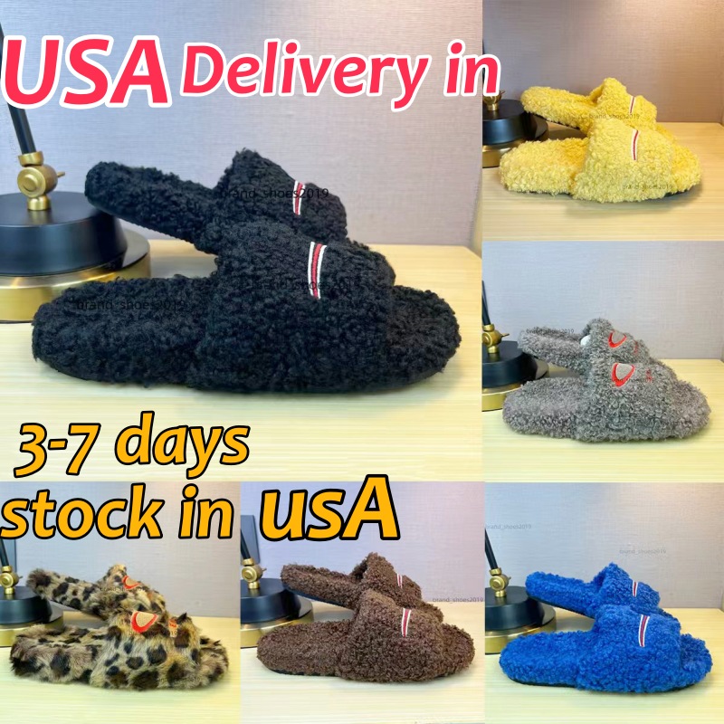 Luxury Slides Paris Designer men women Slippers Ladies Wool Winter Fur Fluffy Furry Warm Letters Sandals Comfortable Fuzzy Girl Flip Flop Slipper Size 35-47