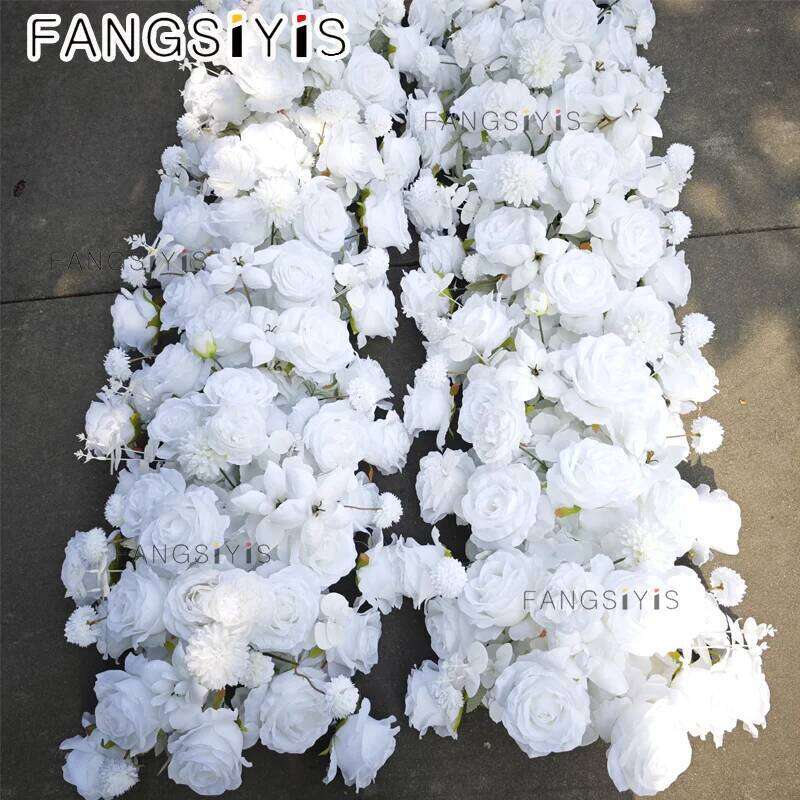 5D Brand new silk Rose Flower Arrangement Outdoor Wedding Backdrop Table Sofa Runner flower row activity party Decor Props W260130