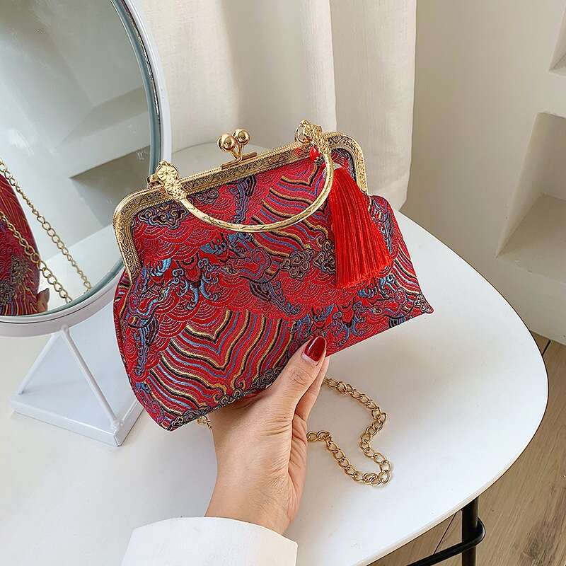 Chinese Embroidered Qipao For Women, Elegant Retro Handbag, Ancient Style Small Bag, Handheld Bag MASA