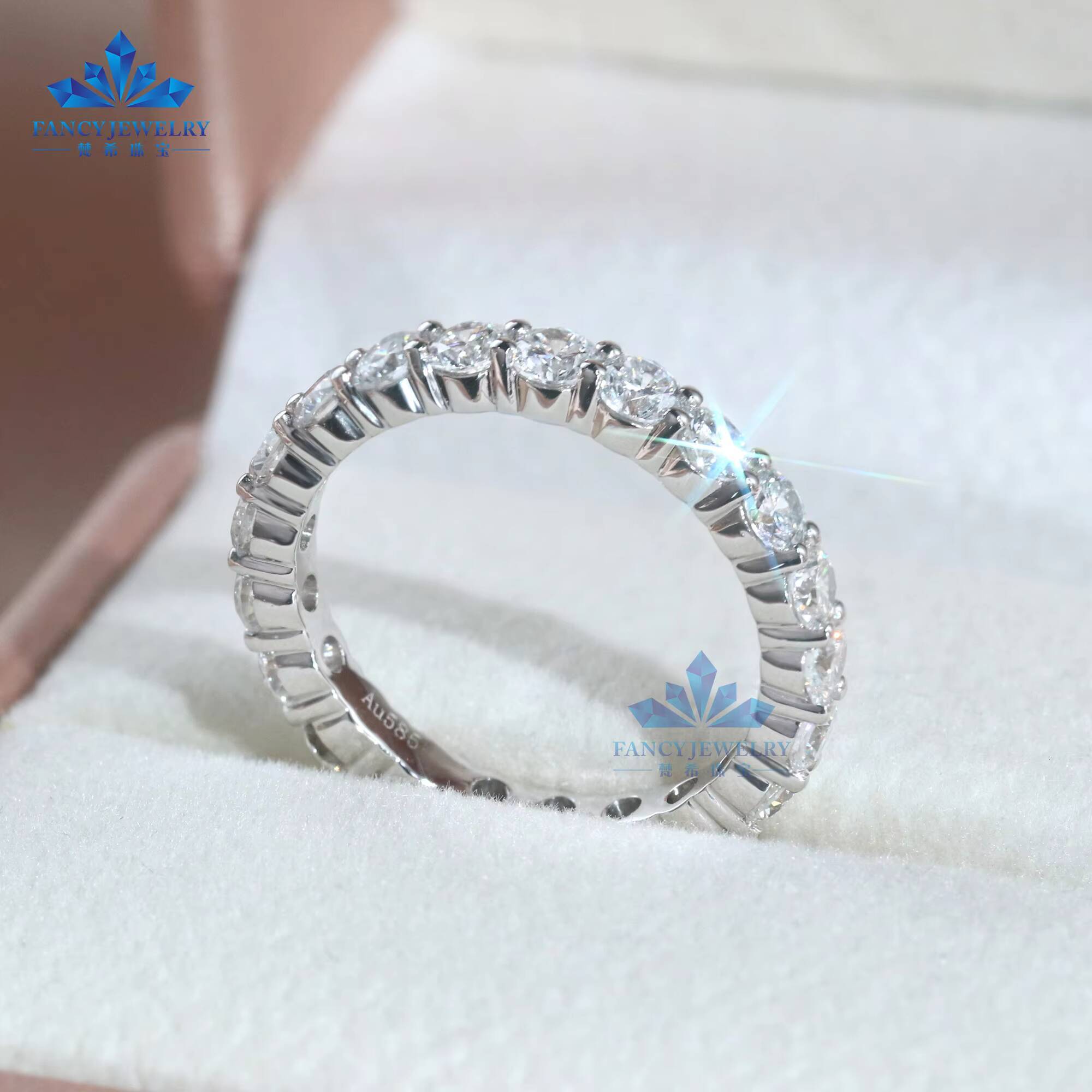 Superior Quality 3mm Cut Lab-Grown Diamond Rings Unisex White Gold 14K/18K Rose Gold VS1 Full Diamond Classic Style Engagement