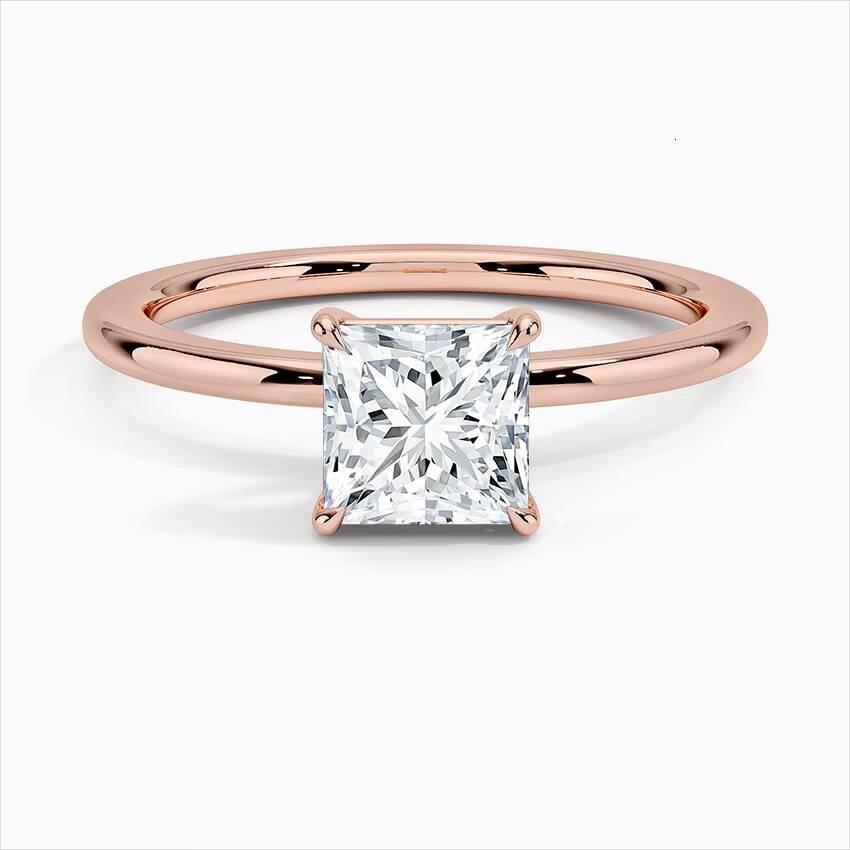 Engineered Real 9k 10k 14k 18k White Gold Yellow Gold 1CT DEF VS VVS Princess Cut Lab Diamonds Engagement Rings