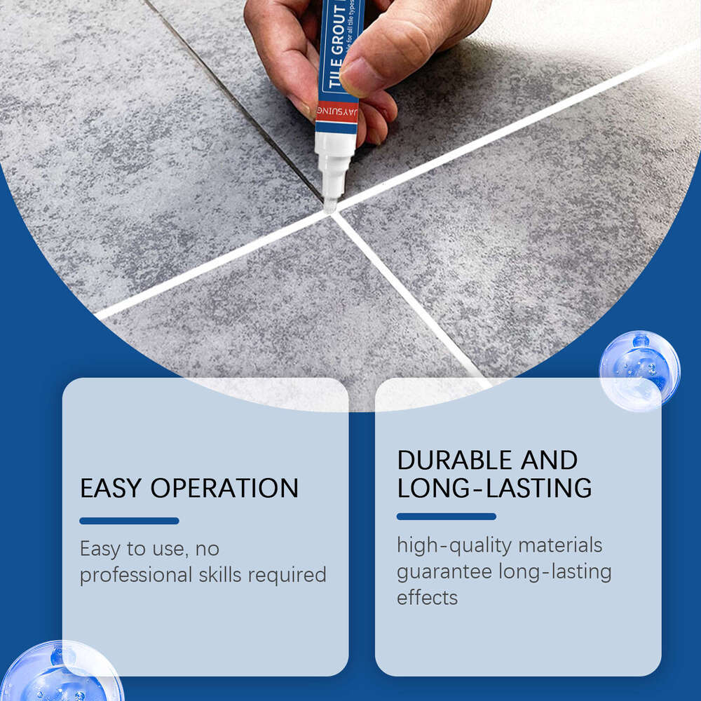 Jaysuing Tile Grout Pen Waterproof Mildewproof Long-lasting Durable for Beautiful and Neat Home Space S260130