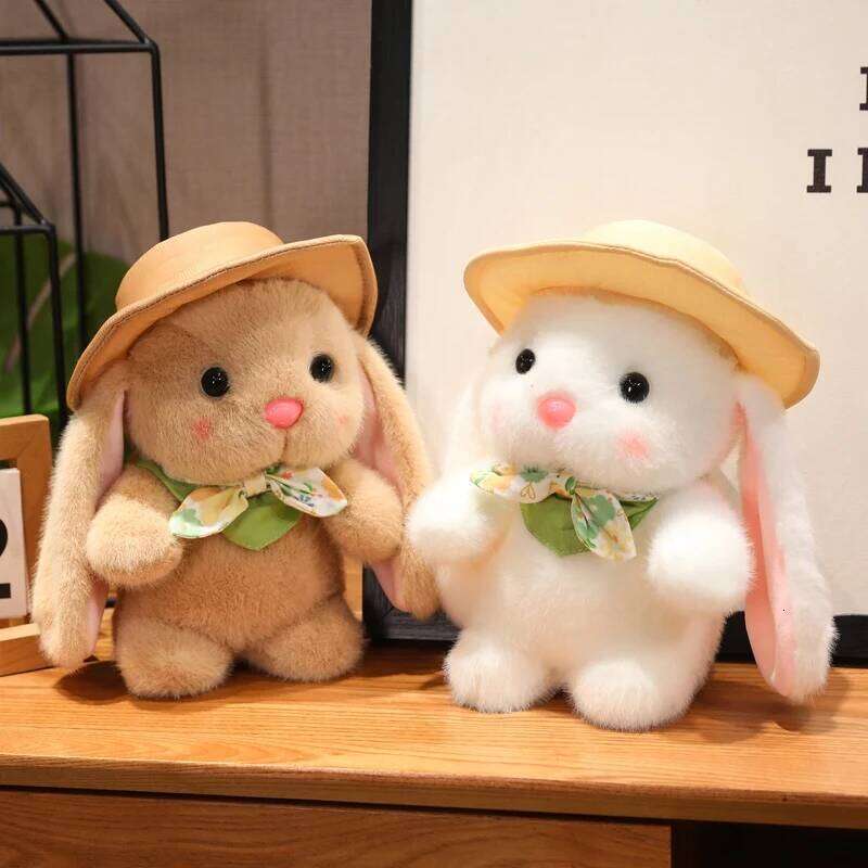 23cm Adorable Rabbit Plush Toy with Hat - and Cuddly Stuffed Animal Super Soft Gift for Kids, Girls, Bunny Lovers Y260128