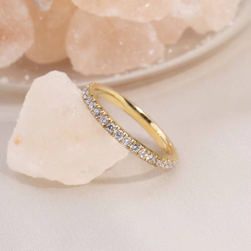 MSR-408 18K Yellow Gold Eternity Wedding Engagement Ring Round Lab Grown Diamond Ring