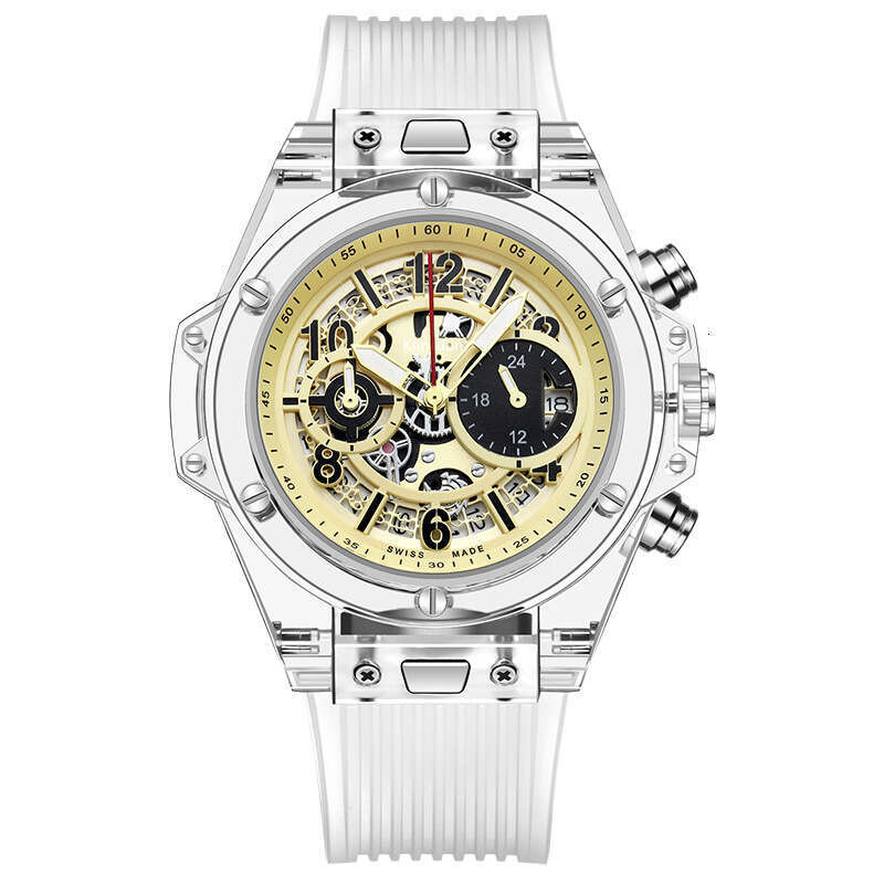 Transparent Crystal Multifunction Watch Silicone Strap Kaleidoscope Dial Water Resistant Sport Unisex Wristwatch