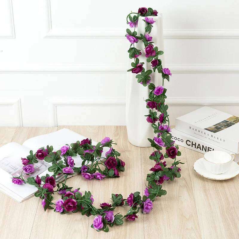 1pc 250CM Home Decoration Living Room Ceiling Wedding Wrapping Wall Hanging Silk Artificial Rose Vine Han Y260130