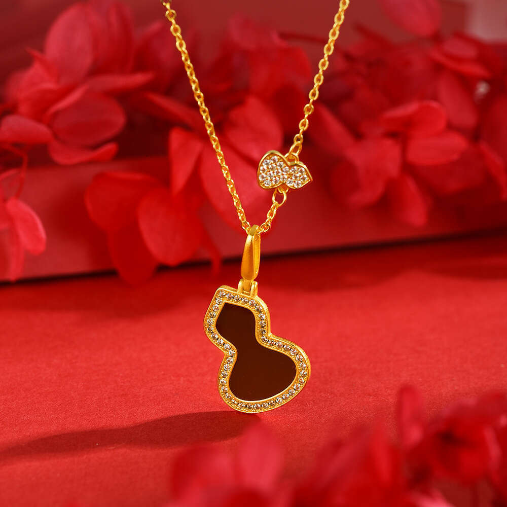 National Wei Xue Same Style Gourd Necklace for Women Rotatable Vajra Pendant Ancient Gold Non-Fading High-End Feel