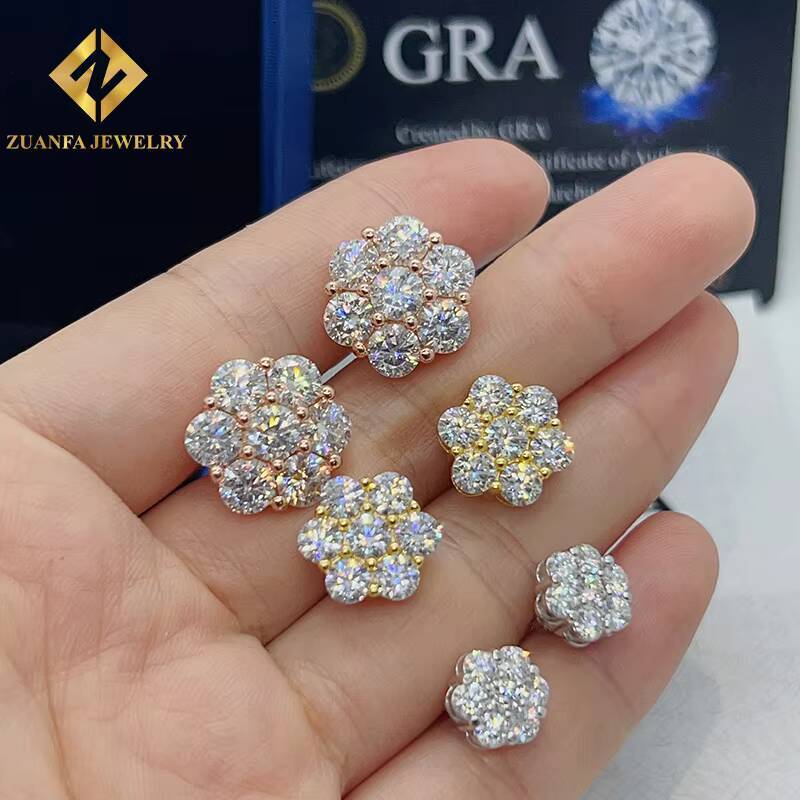 Dropshipping Hip Hop14K Gold Plated Sterling Silver 925 VVS GRA Certificated Lab Diamond Moissnaite Fashion Jewelry Earrings