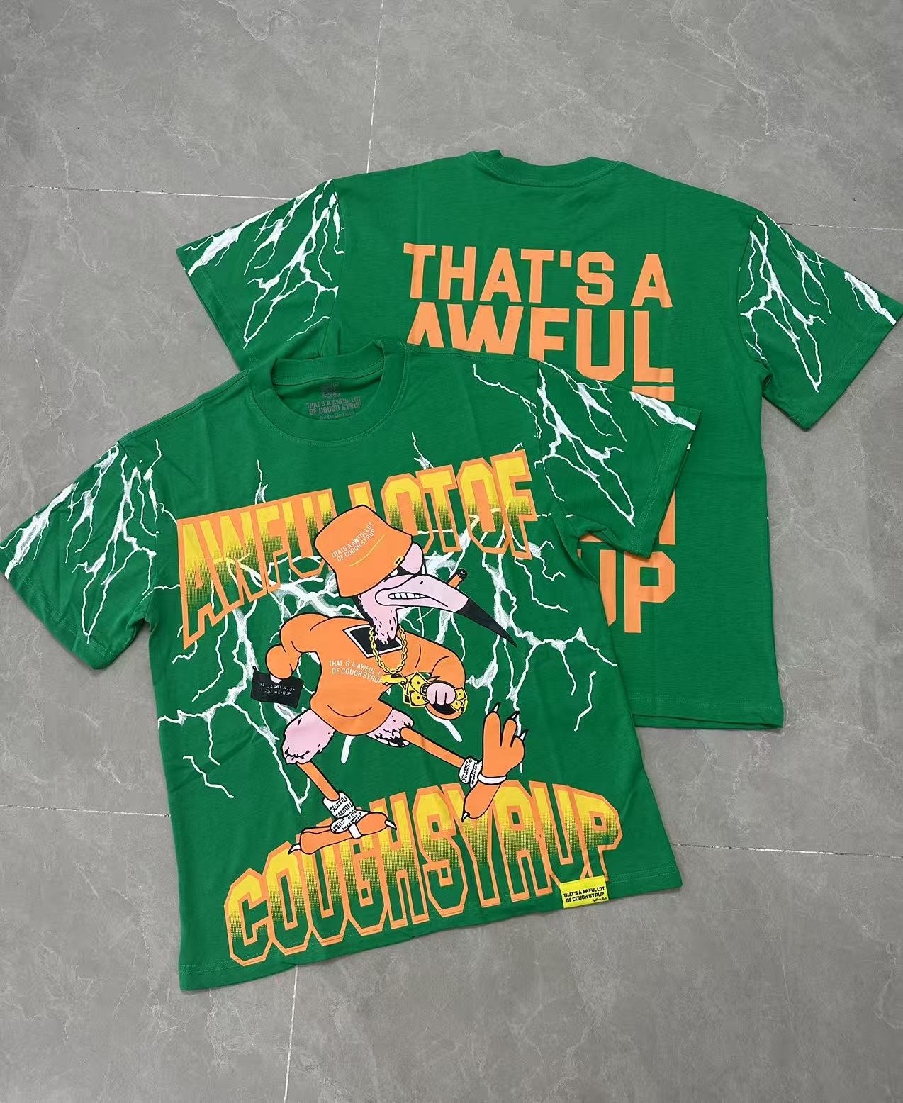 Men's T Shirts THAT'S A AWFUL LOT OF COUGH SYRUP Short Sleeve Washed Cotton T-shirt Summer High-quality Hip-hop Trend Short Sleeve Casual