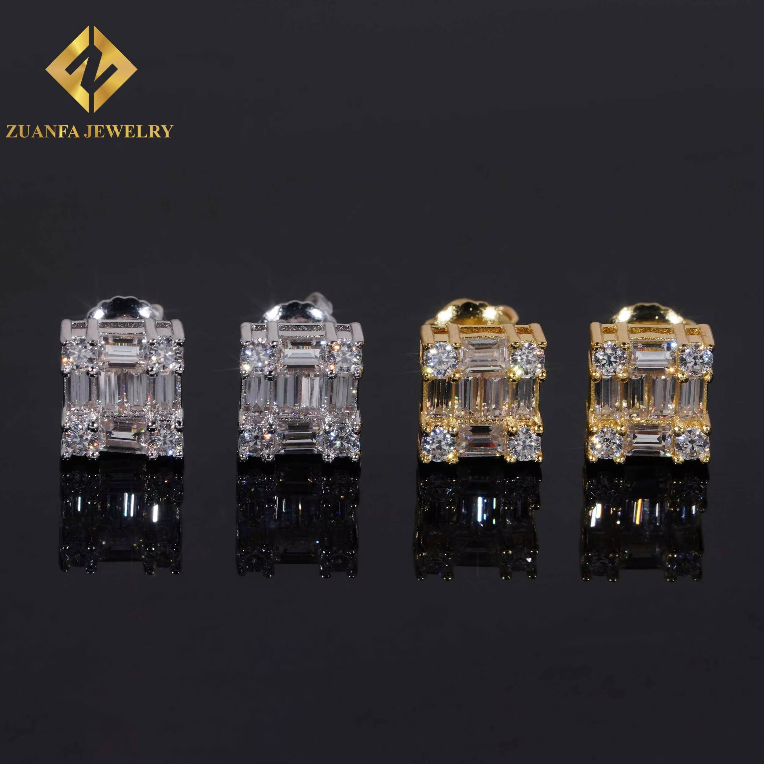 Ice Out Hip Hop Ear Studs Screw Back 925 Sterling Silver VVS Moissanite Earring Fashion Hip Hop Jewelry Unisex