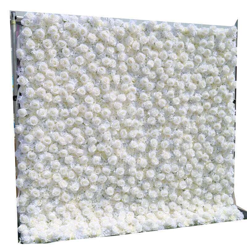 5D White Rose Peony Hydrangea Cloth Roll Up Flower Fabric Hanging Curtain Plant Wall Event Party Wedding Backdrop Deco Prop Y260130
