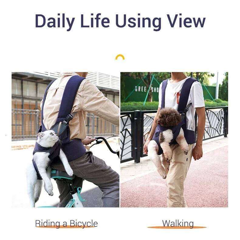 Backpack Dogs Outdoor Dog Carrier for Riding Walking Front Pack Back and Waist Protective Breathable Easy-Fit Pet Travel Bag 26H0130