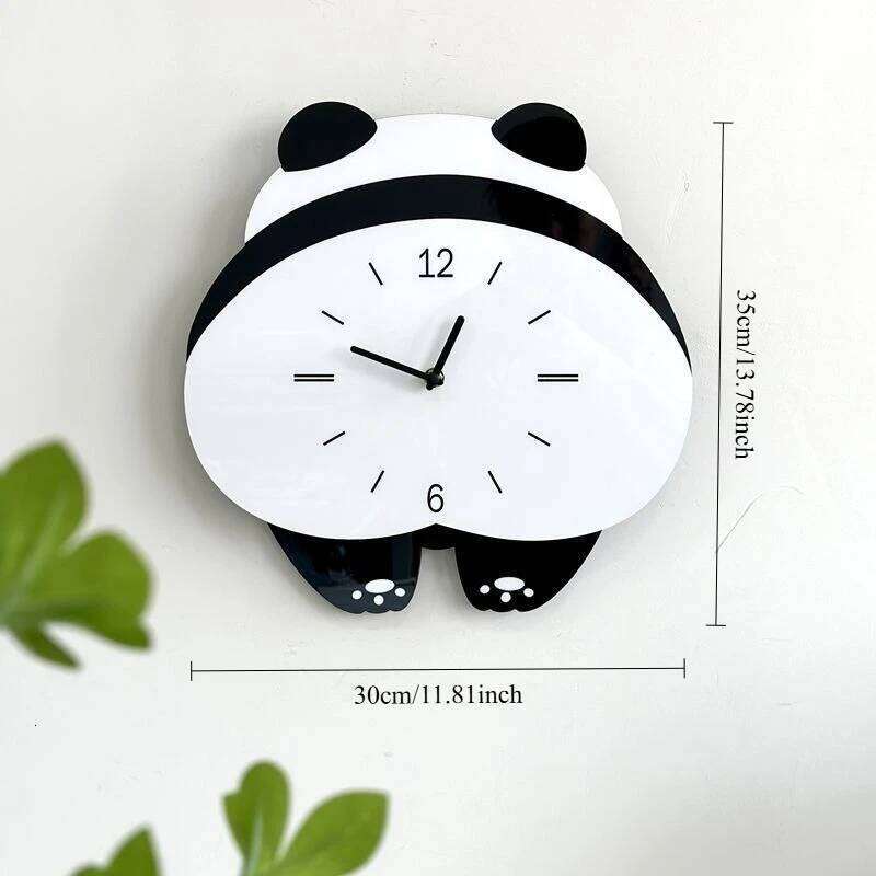 Panda Swing Creative Cartoon Wall Simple and Modern Living Room, New Home Wall-mounted Clock, Silent Dining Room Clock W260130