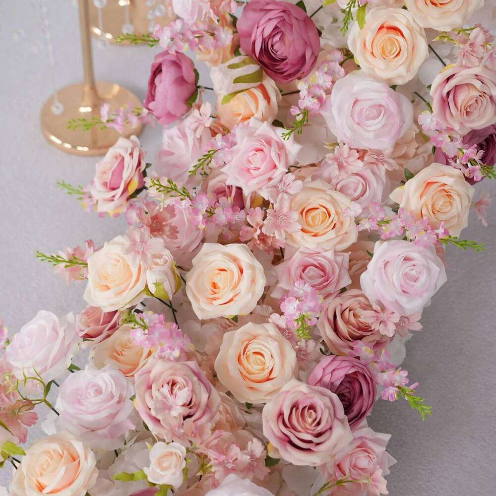 Uflower Luxury Artificial Row Birthday Party Centerpiece Wedding Decoration Flower Backdrop Decor Event Stage Flora W260130