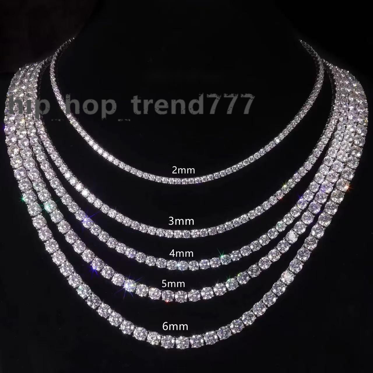Pass Diamond Tester with GRA 925 Silver Ice Out Moissanite Tennis Necklace Vvs D Color Moissanite Tennis Chain for Men