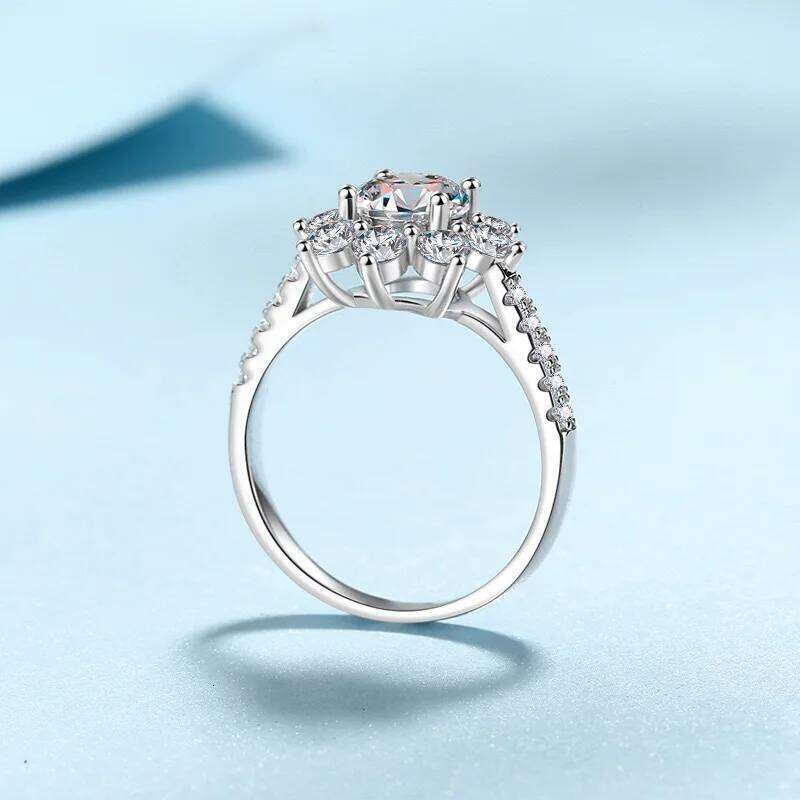 S925 Sterling Silver 2ct Moissanite Sunflower Ring - 18K Gold Plated XJ260130