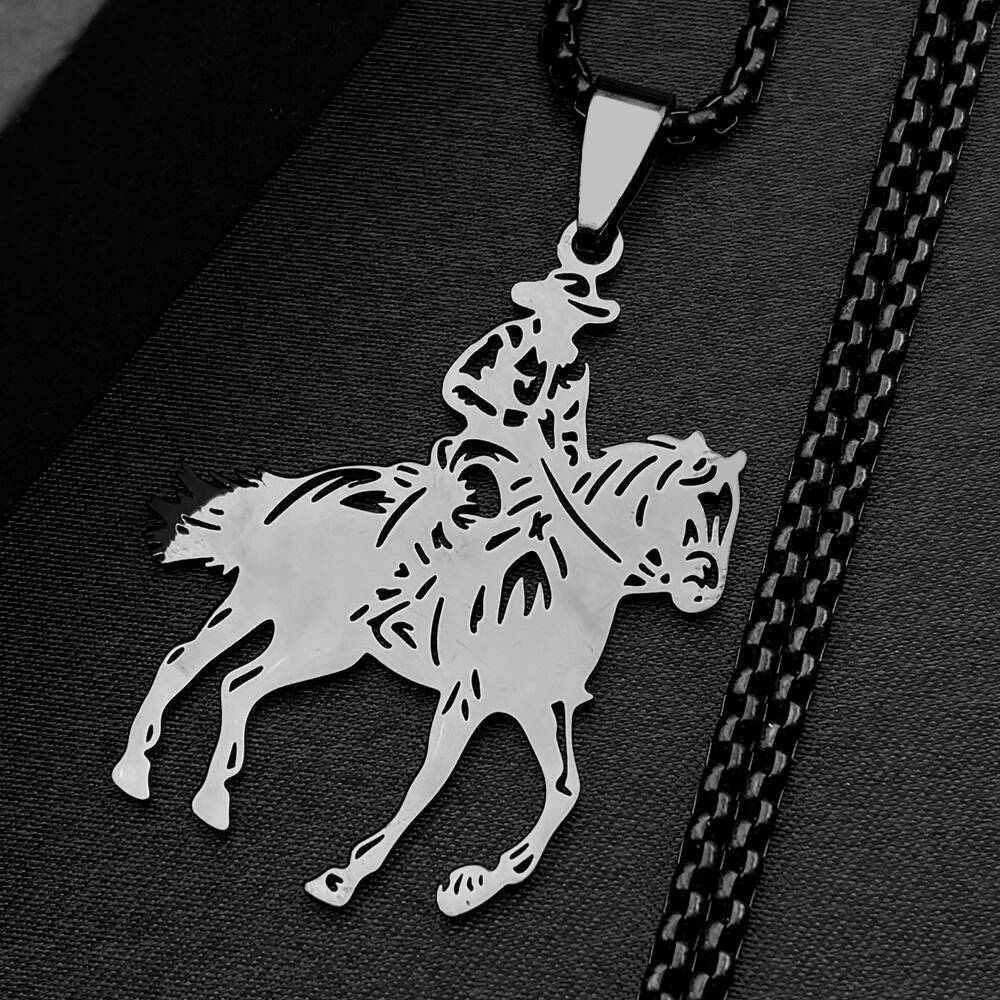 Fashion Cowboy Horse Chain For Women Men Stainless Steel Silver Color Animal Pony Power Ranch Male Necklace Festival Jewelry