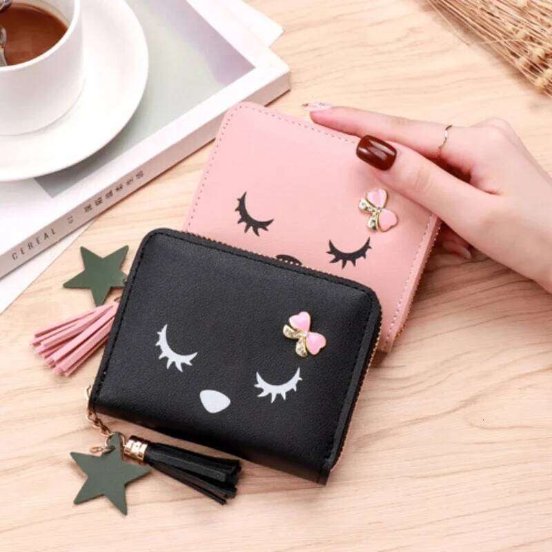 Pu Leather Bag Cute Wallet Women Student Zipper Purse Children's Coin Pouch Credit Id Holder Card Case Z260130