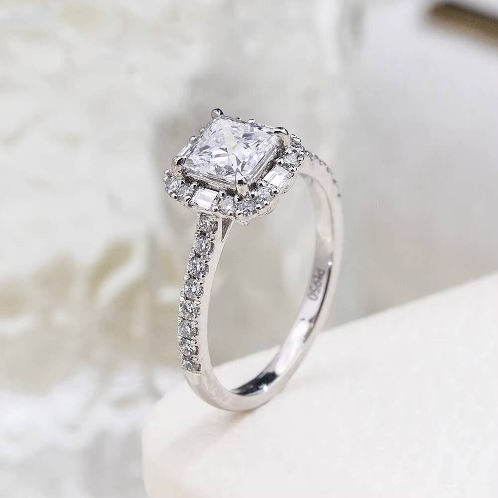 MSR-1996 PT950 Engagement Ring 104CT Princess Shape Lab Grown Diamond Ring