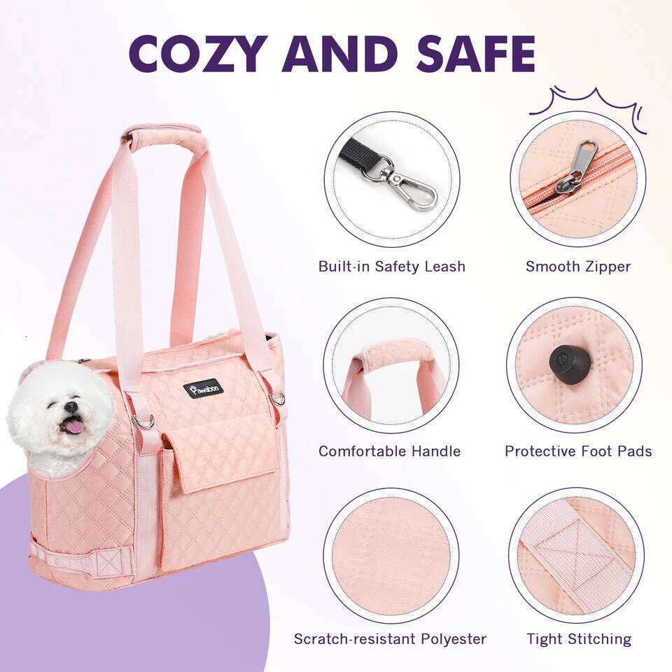 Pawaboo Purse for Small with Pocket Lightweight Dogs and Puppies Tote Bag Carrier Dog Carriers Soft Sided 26H0130